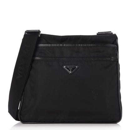 Prada Nylon Saffiano Flat Messenger Bag Black 1 of 9