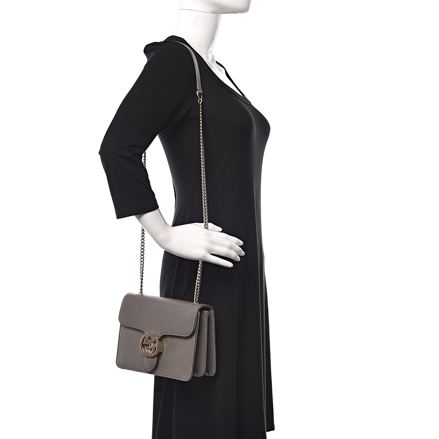 Dollar Calfskin Small Interlocking G Shoulder Bag Loess