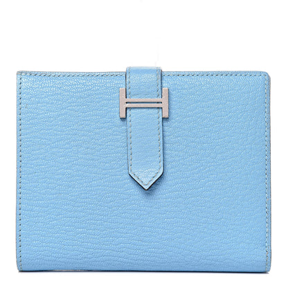 Hermes Chevre Mysore Bearn Compact Wallet Celeste 1 of 13