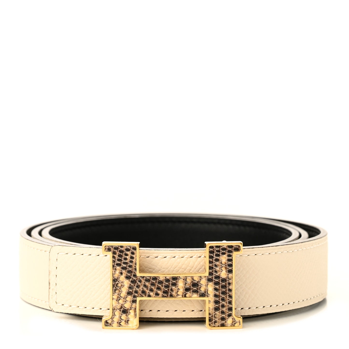 Epsom Swift Lizard 24mm Mini Constance H Belt 90 Craie Black