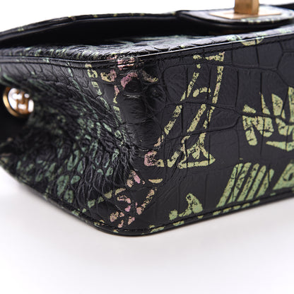 Chanel Calfskin Crocodile Embossed Graffiti 2.55 Mini Cocodile Reissue Flap Black Pink 8 of 10