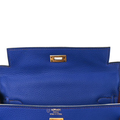 Hermes Togo Horseshoe Kelly Retourne 25 Bleu Electrique Bordeaux 19 of 38