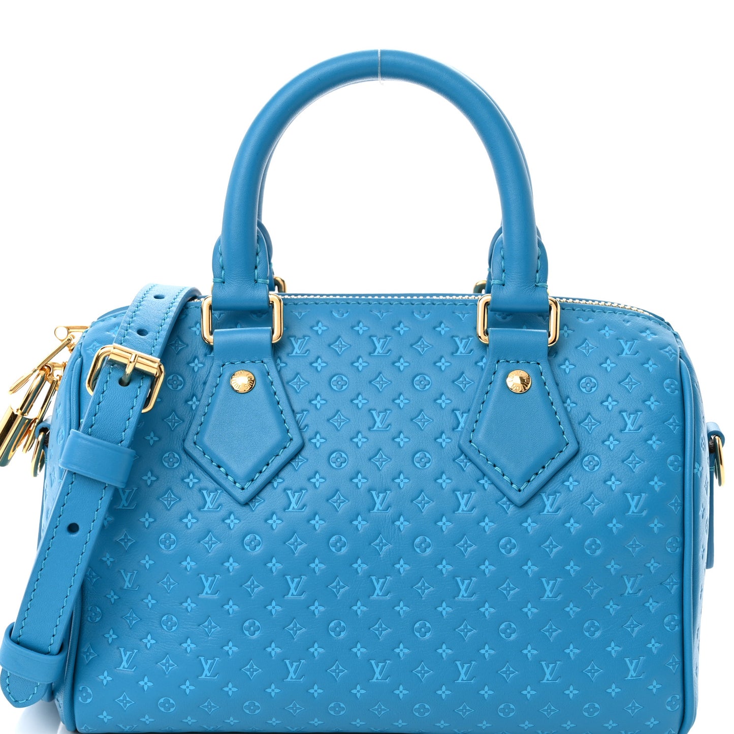 Calfskin Nanogram Embossed Speedy 20 Bleu