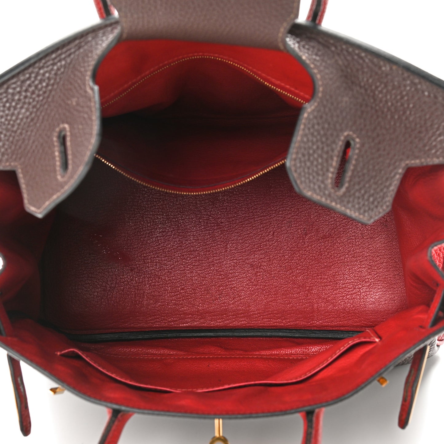 Togo Horseshoe Birkin 30 Chocolate Rouge Vif