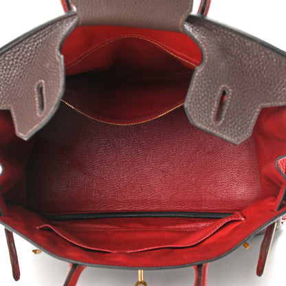 Hermes Togo Horseshoe Birkin 30 Chocolate Rouge Vif 5 of 20