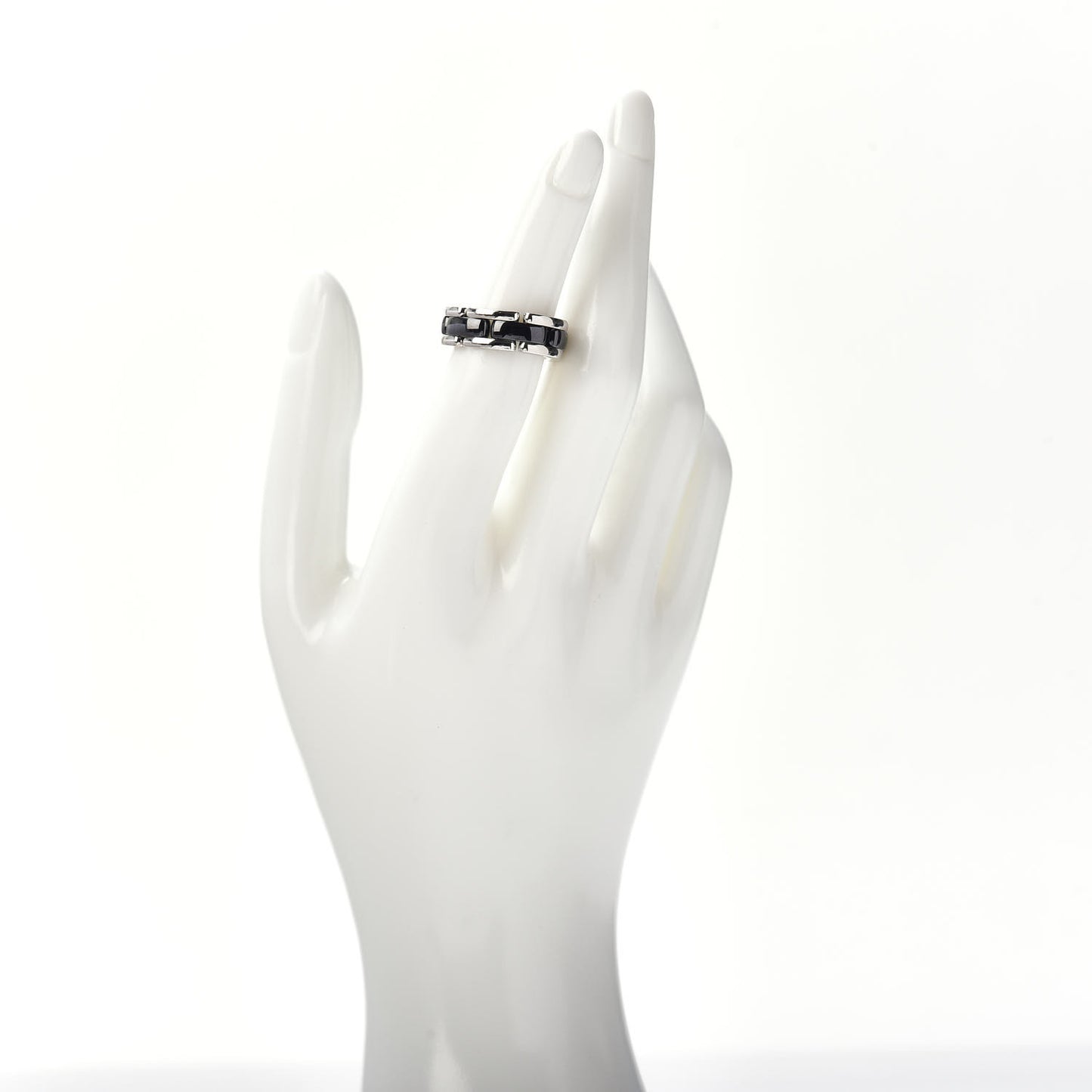 18K White Gold Black Ceramic Medium Ultra Ring 52 6