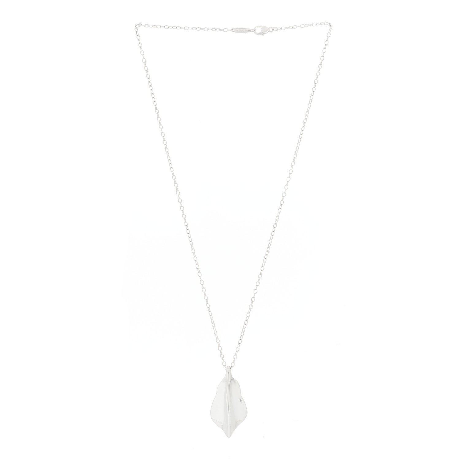 Tiffany Sterling Silver Leaf Pendant Necklace 3 of 6