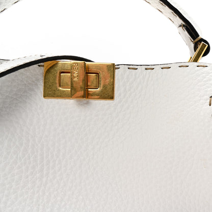 Fendi Cuoio Romano Selleria Medium Peekaboo Iconic Essentially Satchel White Papiro Pool 7 of 9