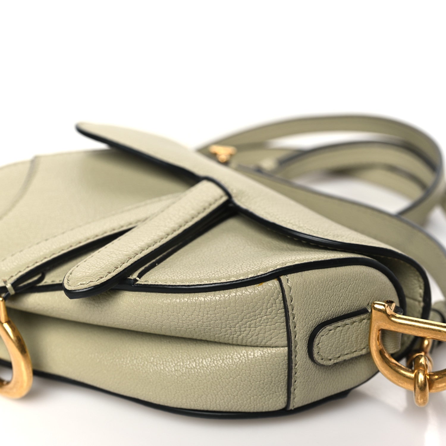 Christian Dior Goatskin Micro Saddle Bag With Strap Sage Green 9 of 9