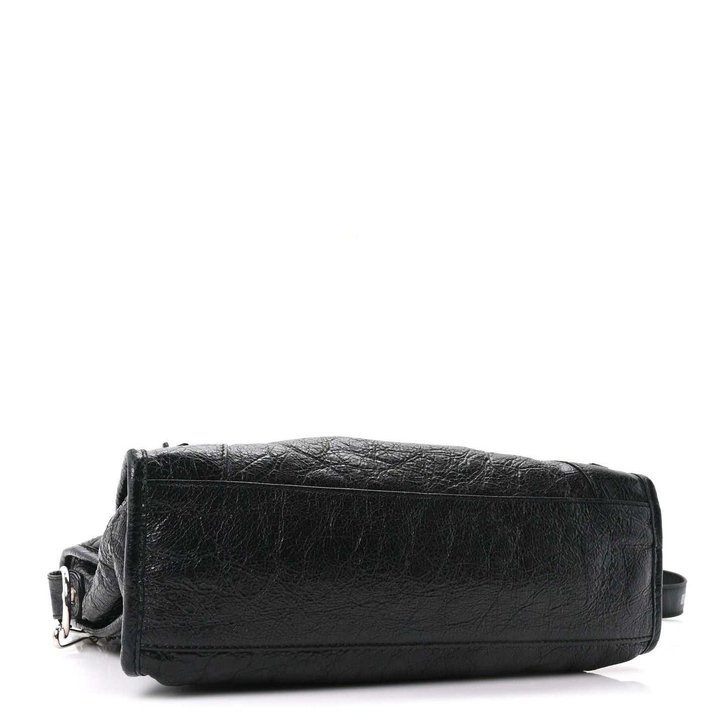 Agneau Classic Hardware S City Logo Strap Black White
