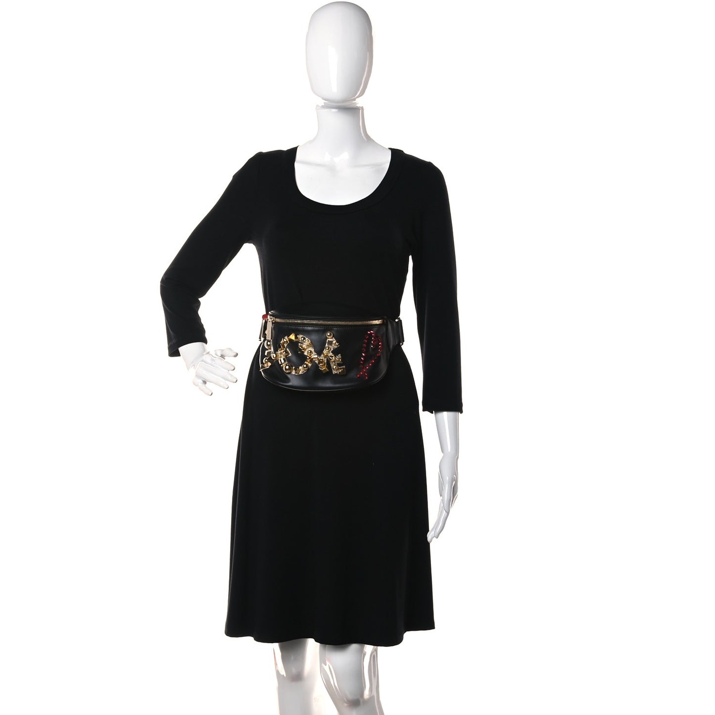 Calfskin Marie Jane Love Belt Bag Black Platine