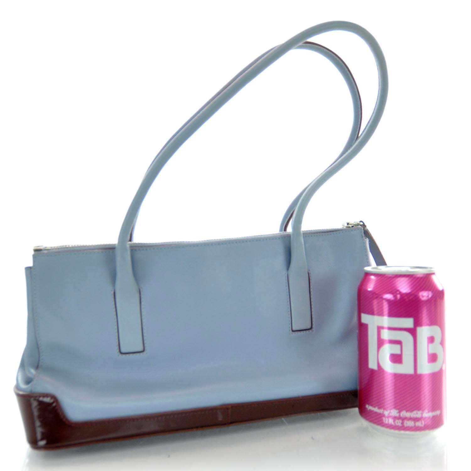 Prada Leather Shoulder Bag Blue 3 of 8