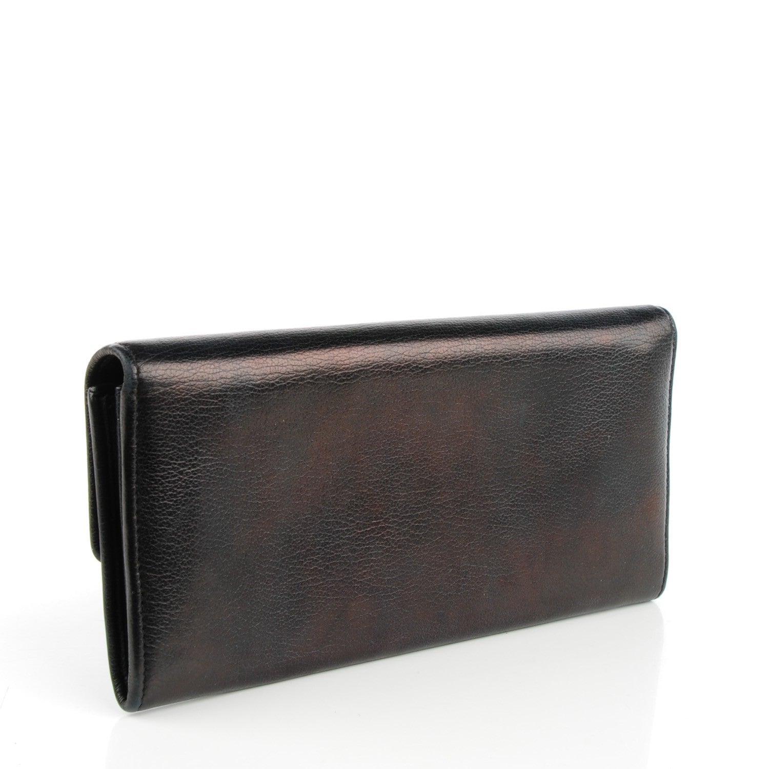 Chanel Goatskin Camellia Embossed Flap Wallet Black 3 of 8