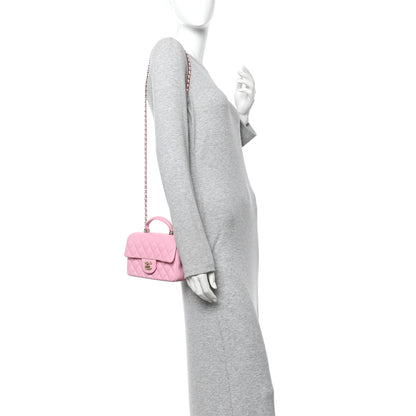 Chanel Lambskin Quilted Mini Top Handle Rectangular Flap Pink 2 of 10