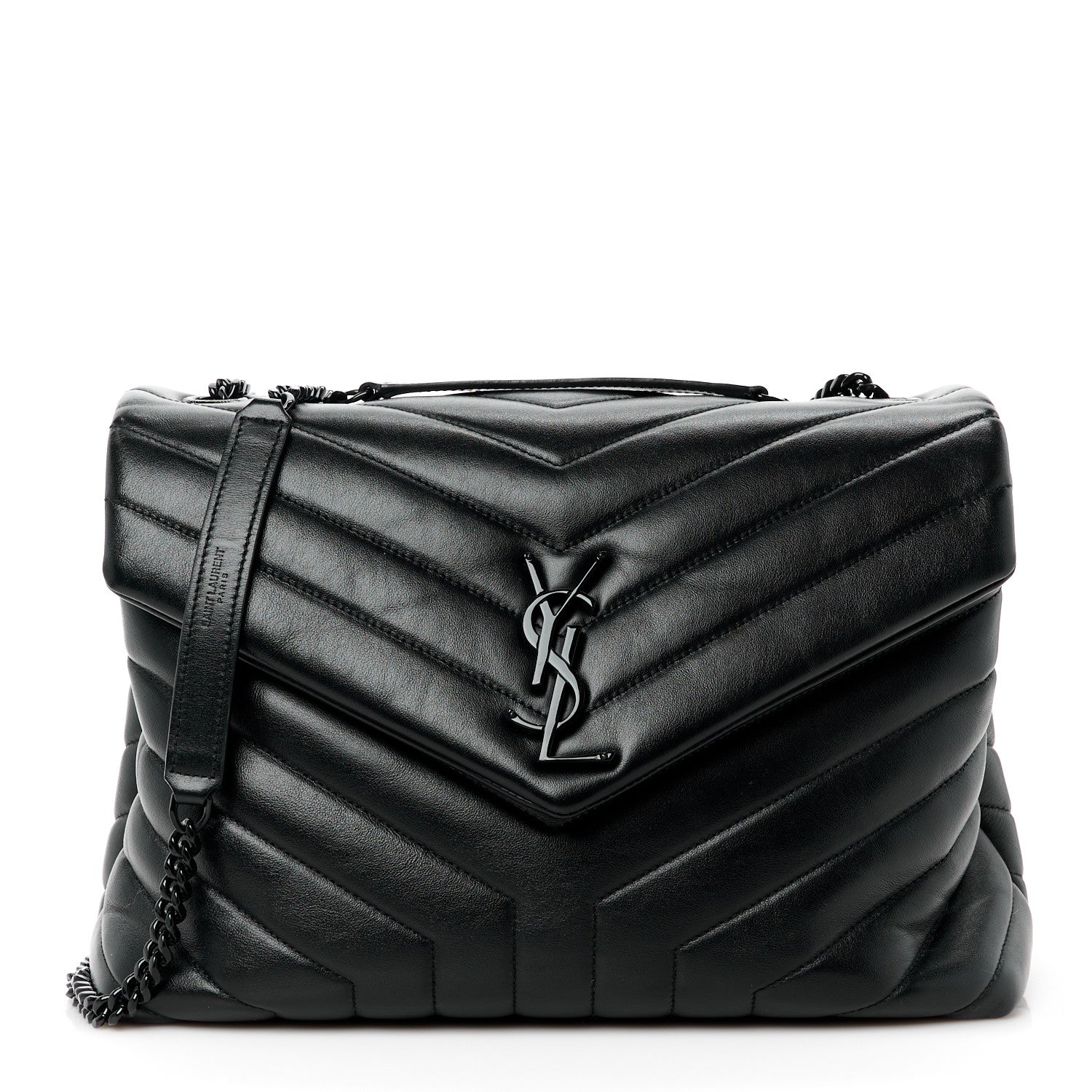 Saint Laurent Calfskin Y Quilted Monogram Monochrome Medium Loulou Chain Satchel Black 1 of 13