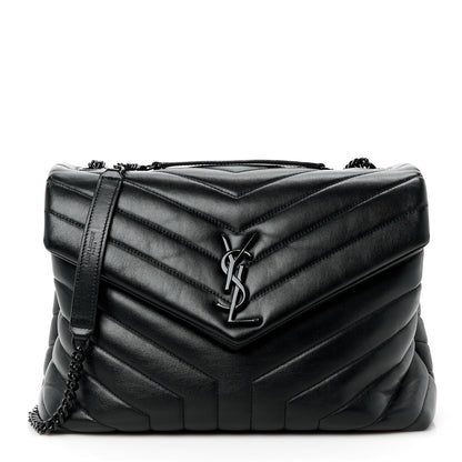 Saint Laurent Calfskin Y Quilted Monogram Monochrome Medium Loulou Chain Satchel Black 1 of 13