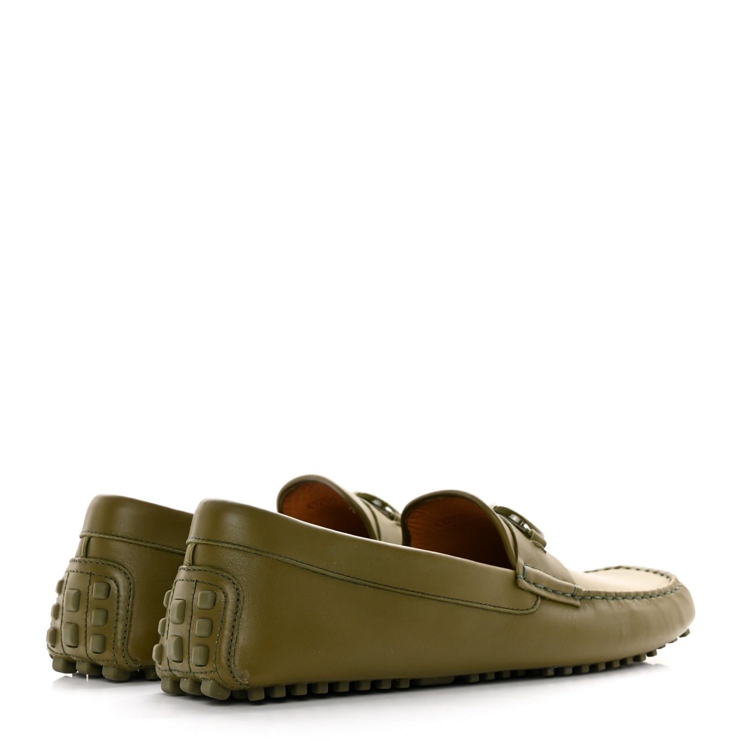 Soft Clove Calfskin Monochrome Mens Interlocking G Driver Loafers 12 Juniper Green