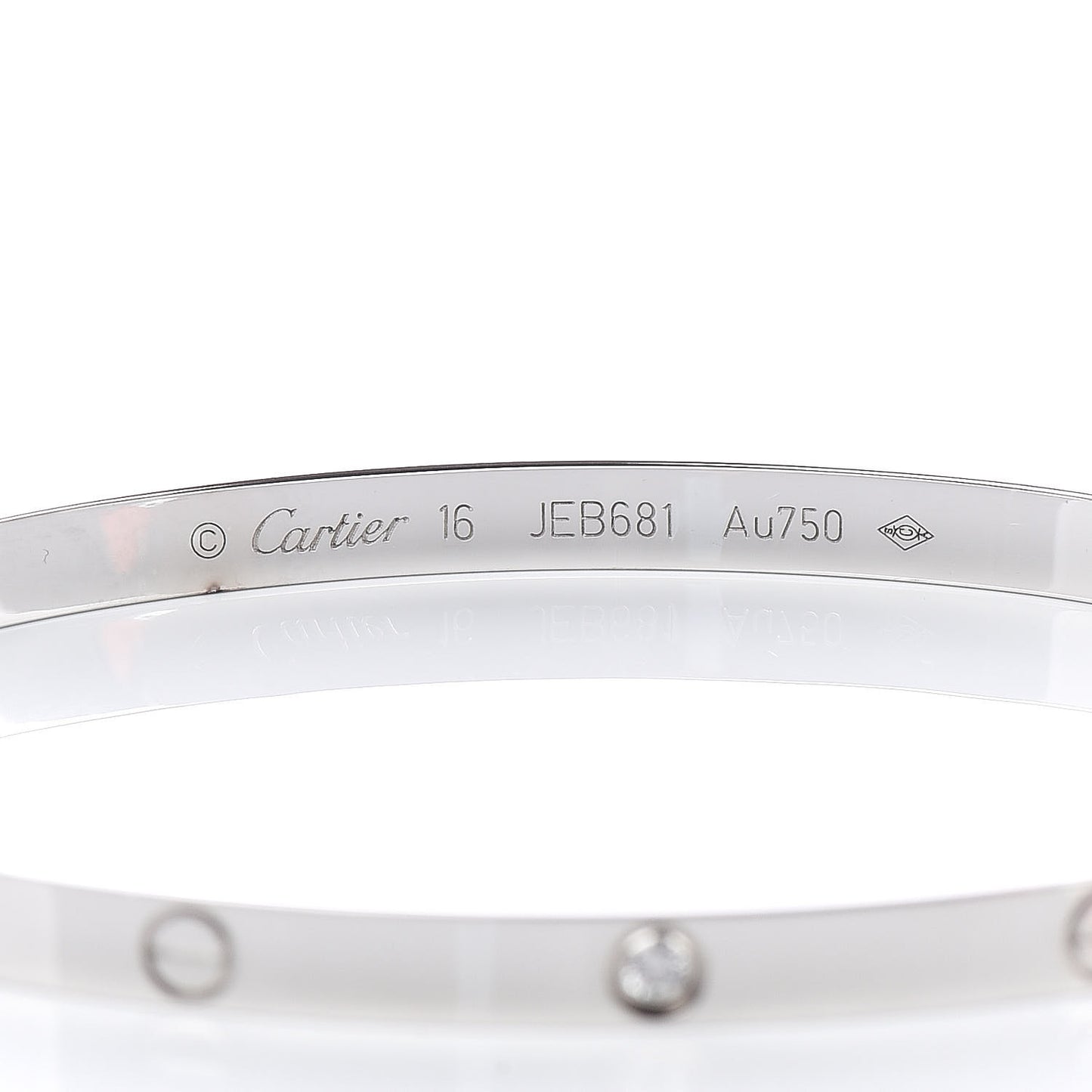 18K White Gold 6 Diamond Small LOVE Bracelet 16