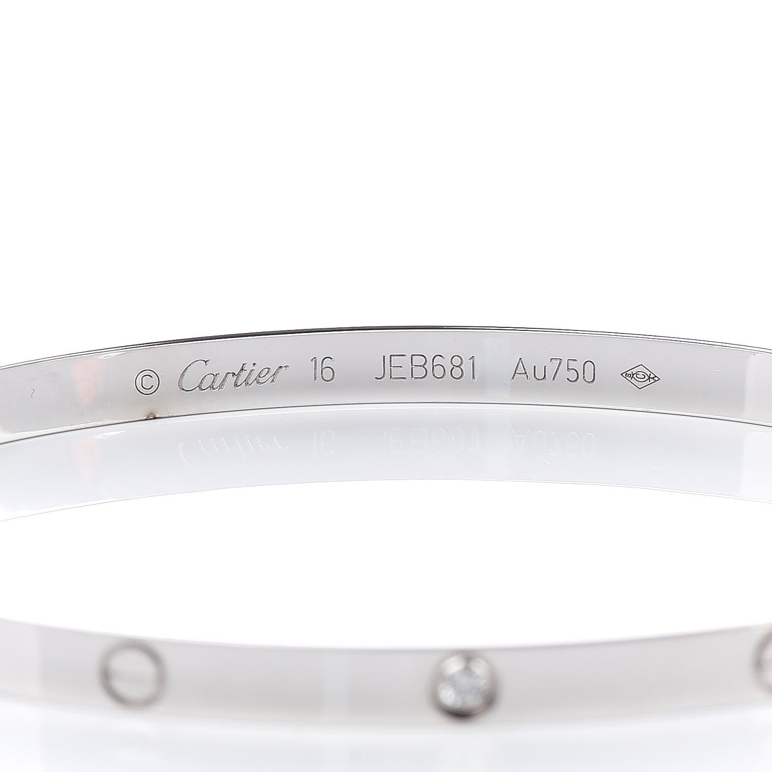 Cartier 18K White Gold 6 Diamond Small LOVE Bracelet 16 5 of 7