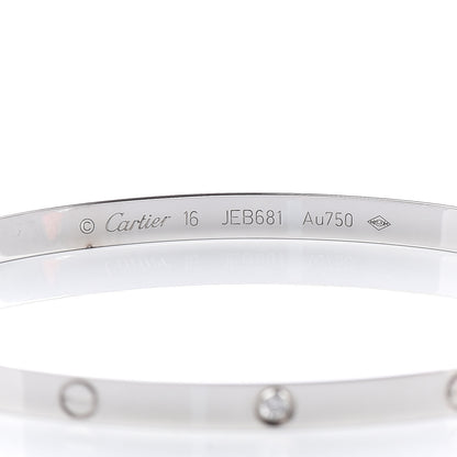 Cartier 18K White Gold 6 Diamond Small LOVE Bracelet 16 5 of 7