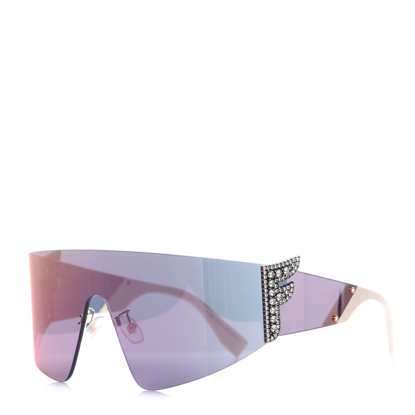 Mirrored Crystal Embellished FFreedom Shield Sunglasses FF 0382/S Pink