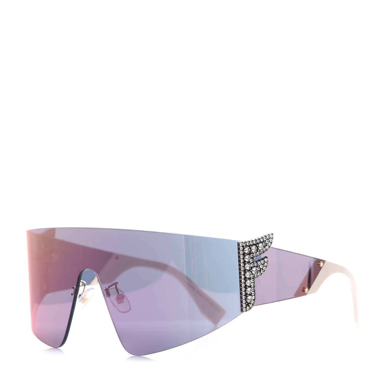 Fendi Mirrored Crystal Embellished FFreedom Shield Sunglasses FF 0382/S Pink 1 of 7