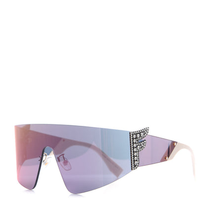 Fendi Mirrored Crystal Embellished FFreedom Shield Sunglasses FF 0382/S Pink 1 of 7