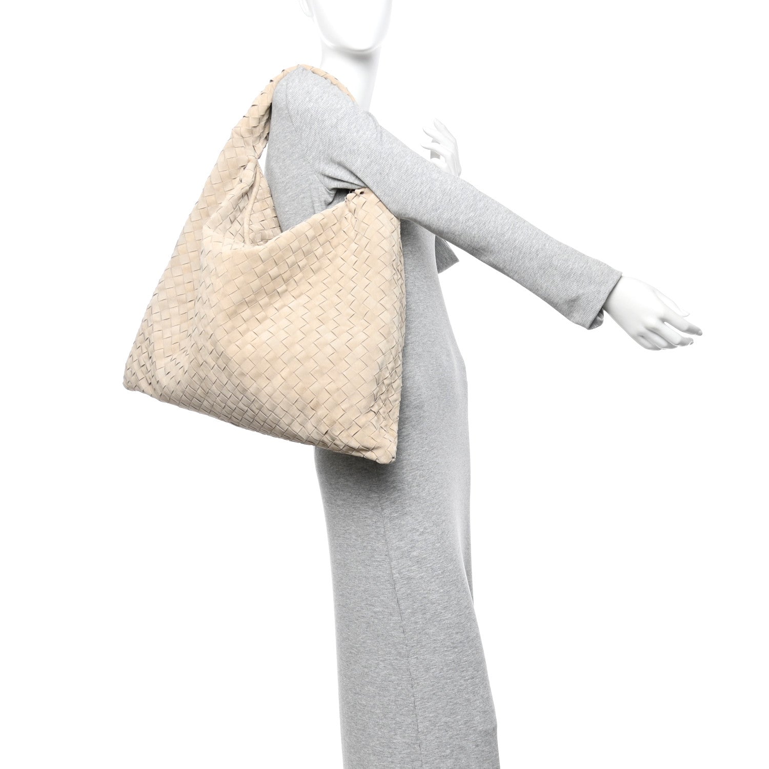 Bottega Veneta Suede Intrecciato Large Hop Ecru 2 of 10