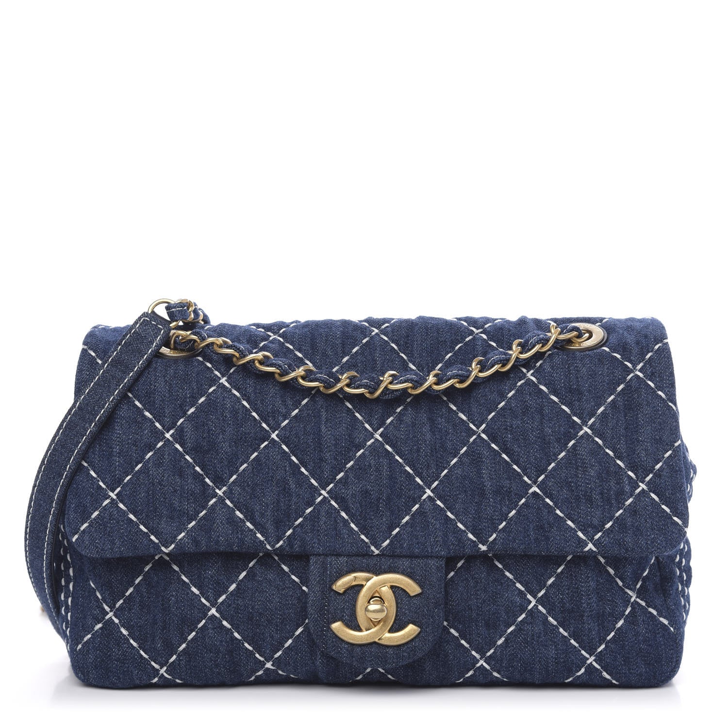 Chanel Denim Quilted Medium Denim Trip Single Flap Blue 1 of 11