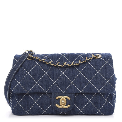 Chanel Denim Quilted Medium Denim Trip Single Flap Blue 1 of 11