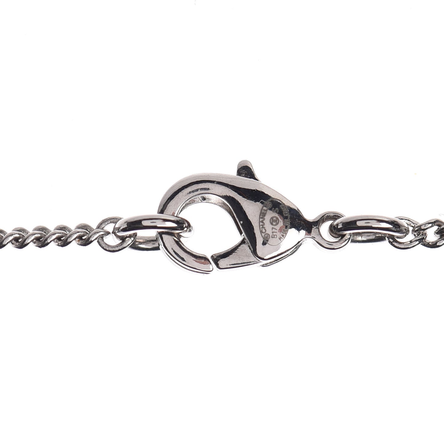 Crystal Strass Cross CC Necklace Silver