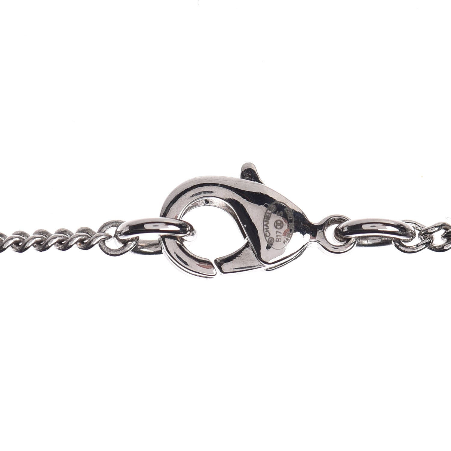 Chanel Crystal Strass Cross CC Necklace Silver 4 of 6