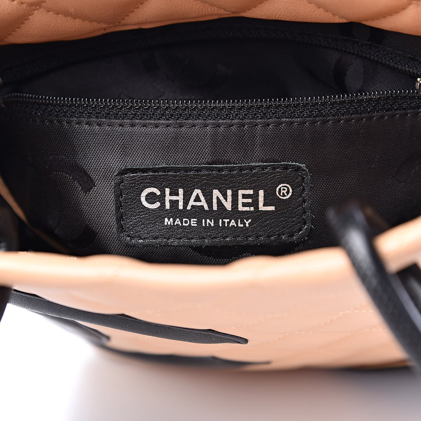 Calfskin Quilted Small Cambon Tote Beige Black
