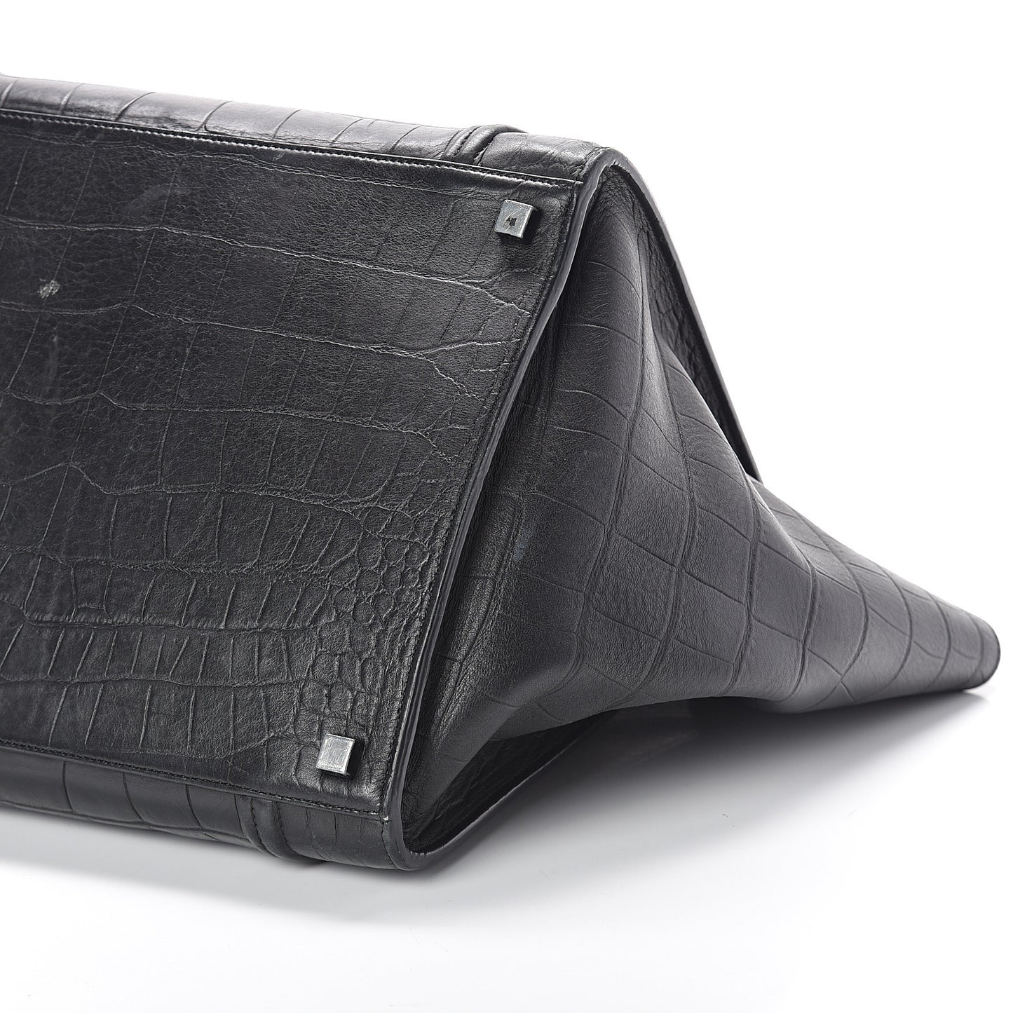 Crocodile Embossed Calfskin Medium Phantom Luggage Black