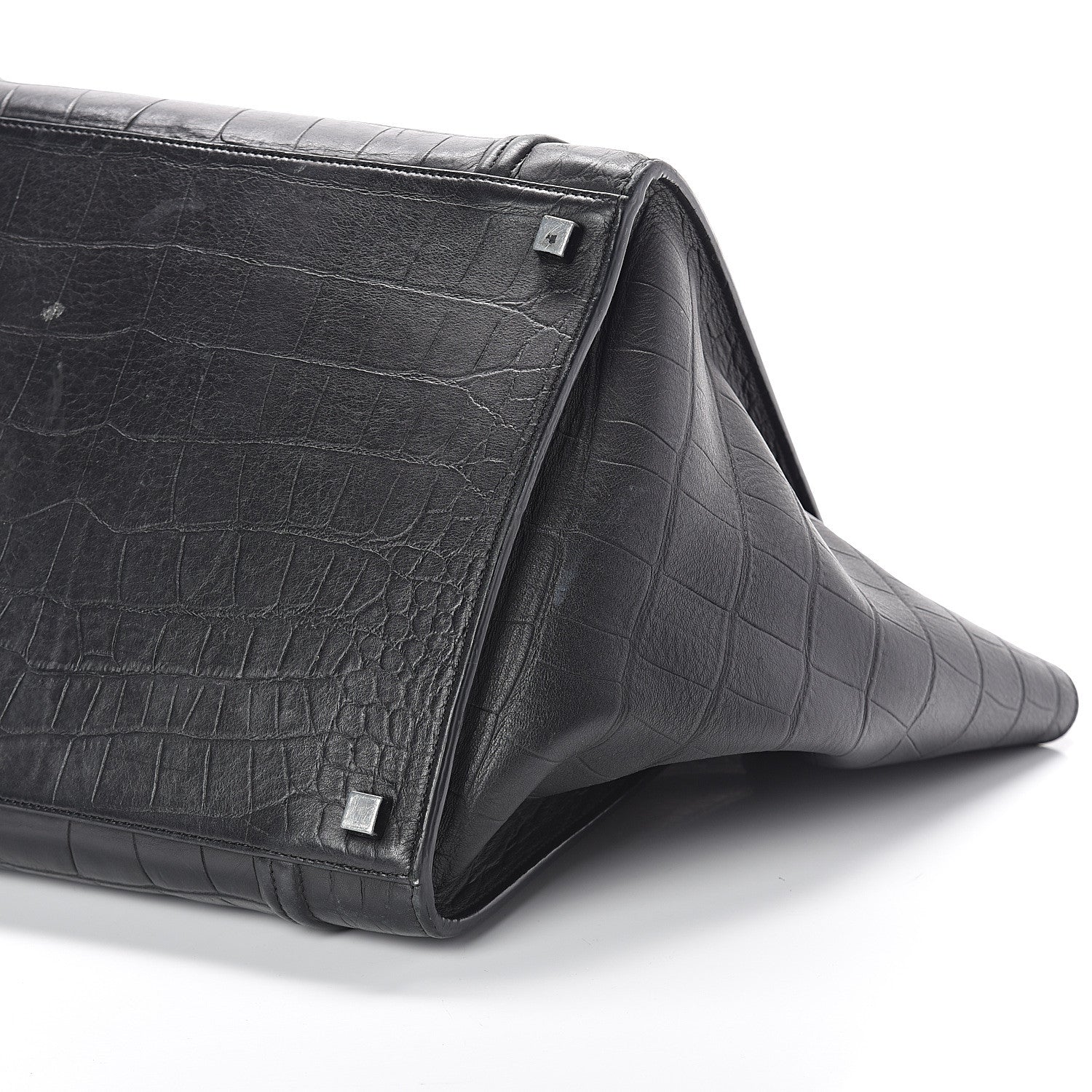 Celine Crocodile Embossed Calfskin Medium Phantom Luggage Black 11 of 11