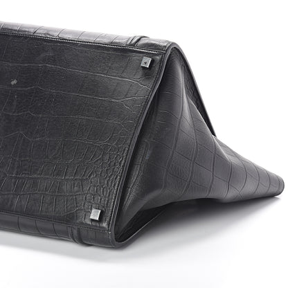 Celine Crocodile Embossed Calfskin Medium Phantom Luggage Black 11 of 11
