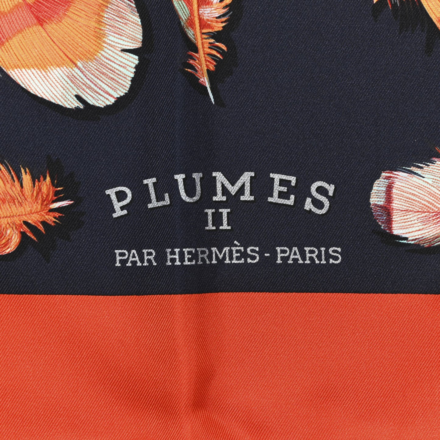 Silk Plumes II Scarf 90 Capucine Marine Jaune D'Or