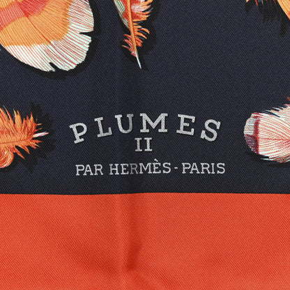 Hermes Silk Plumes II Scarf 90 Capucine Marine Jaune D'Or 2 of 5