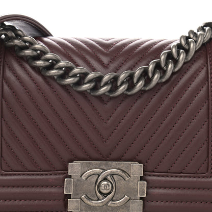 Chanel Calfskin Chevron Quilted Small Boy Flap Burgundy 8 of 13