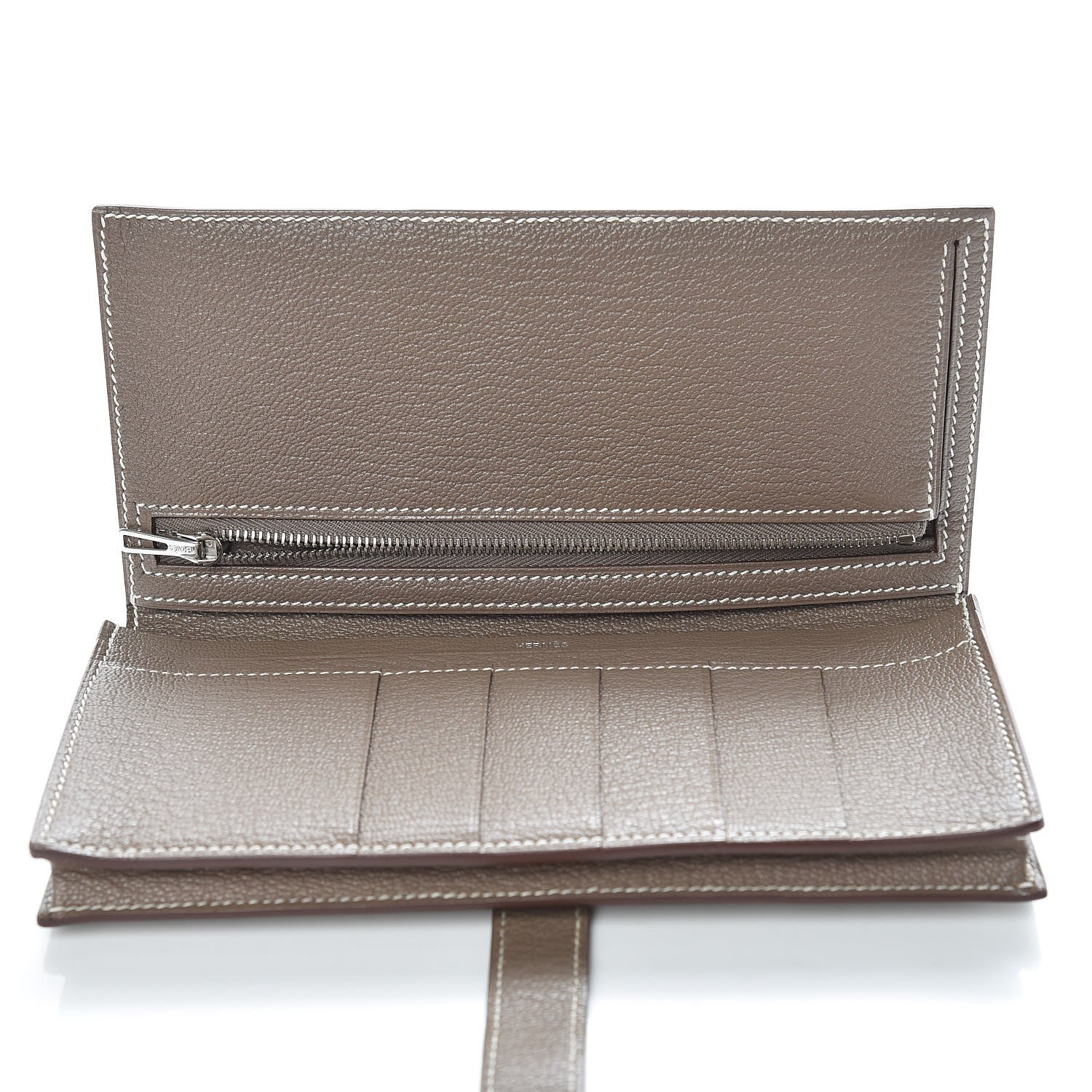 Hermes Chevre Mysore Bearn Gusset Wallet Etoupe 5 of 10