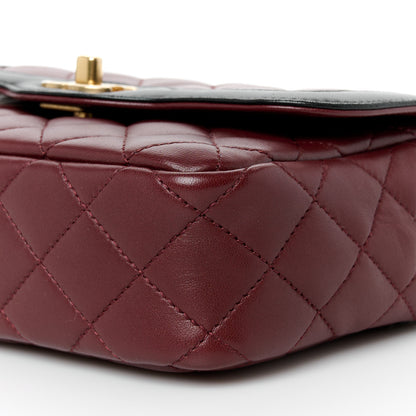 Chanel Lambskin Quilted Mini Two Tone Day Flap Burgundy 11 of 11