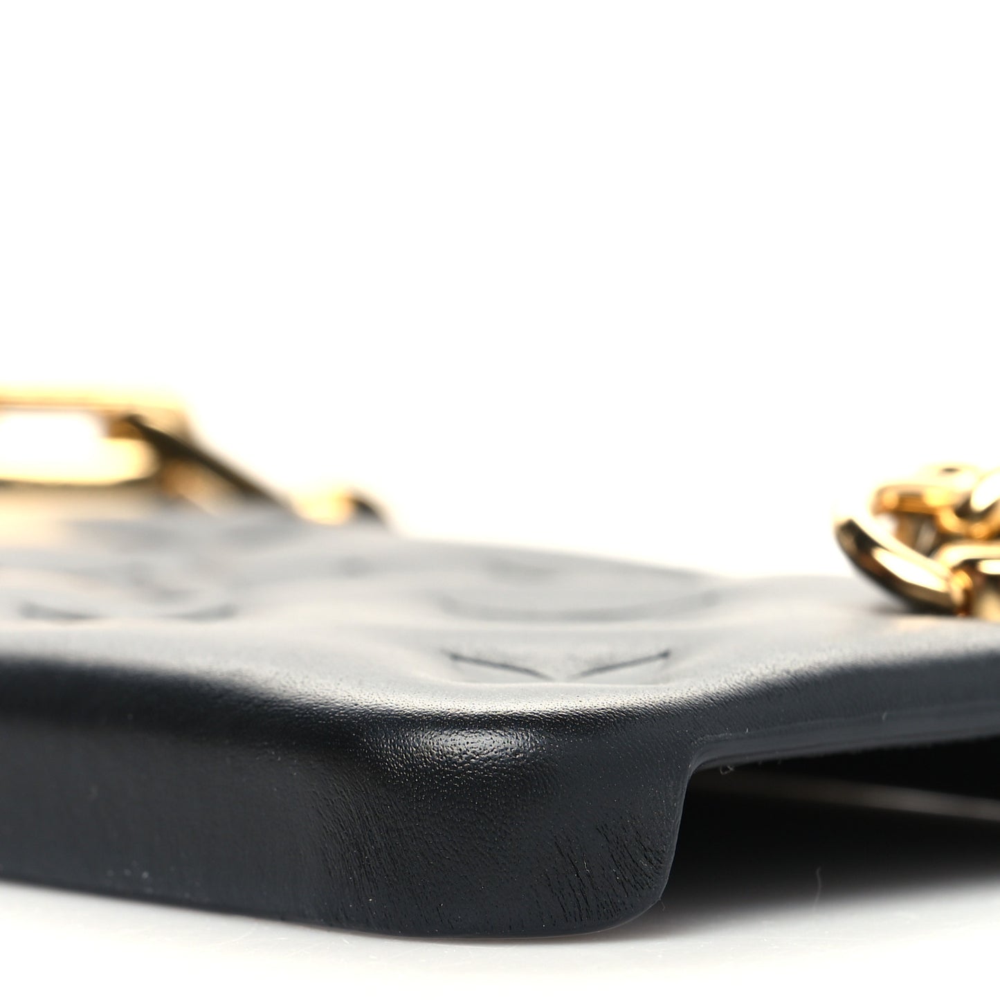 Lambskin Embossed Monogram Coussin iPhone 13 Pro Bumper Black