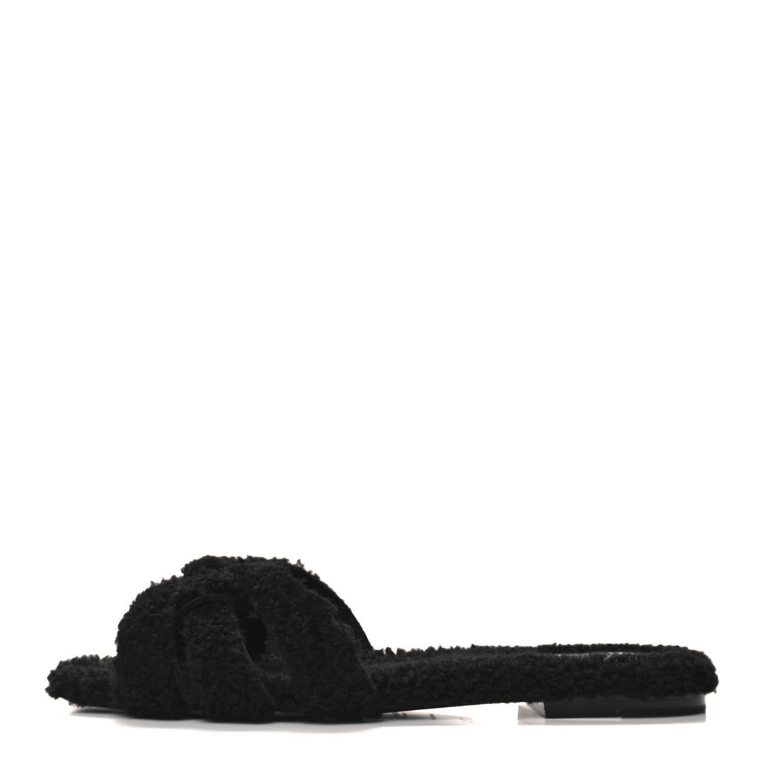 Saint Laurent Shearling Tribute Flat Mules 37.5 Black 1 of 9