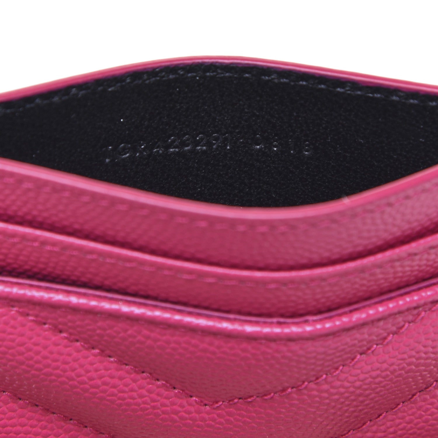 Saint Laurent Grain De Poudre Matelasse Chevron Monogram Credit Card Case Fresh Fuxia 7 of 8