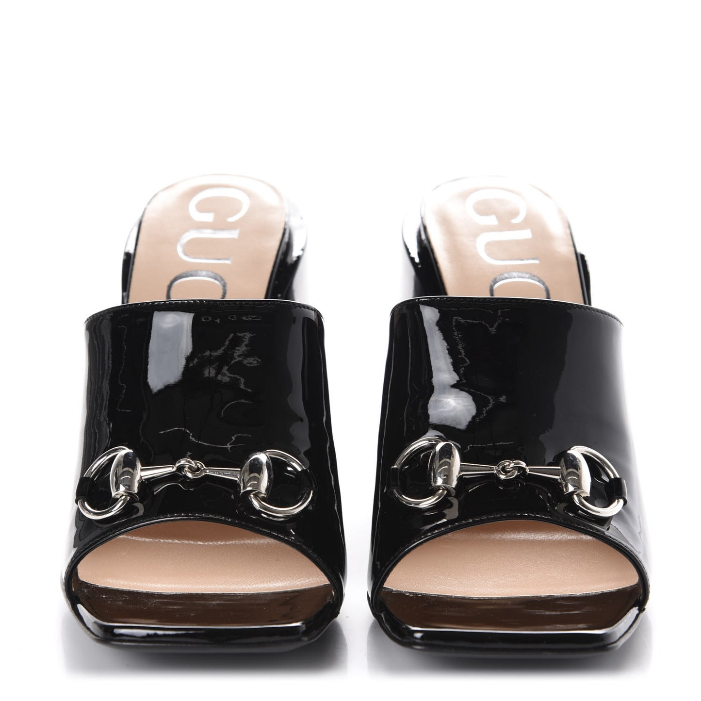 Patent Lexi Horsebit High-Heel Slide Sandals 38 Black