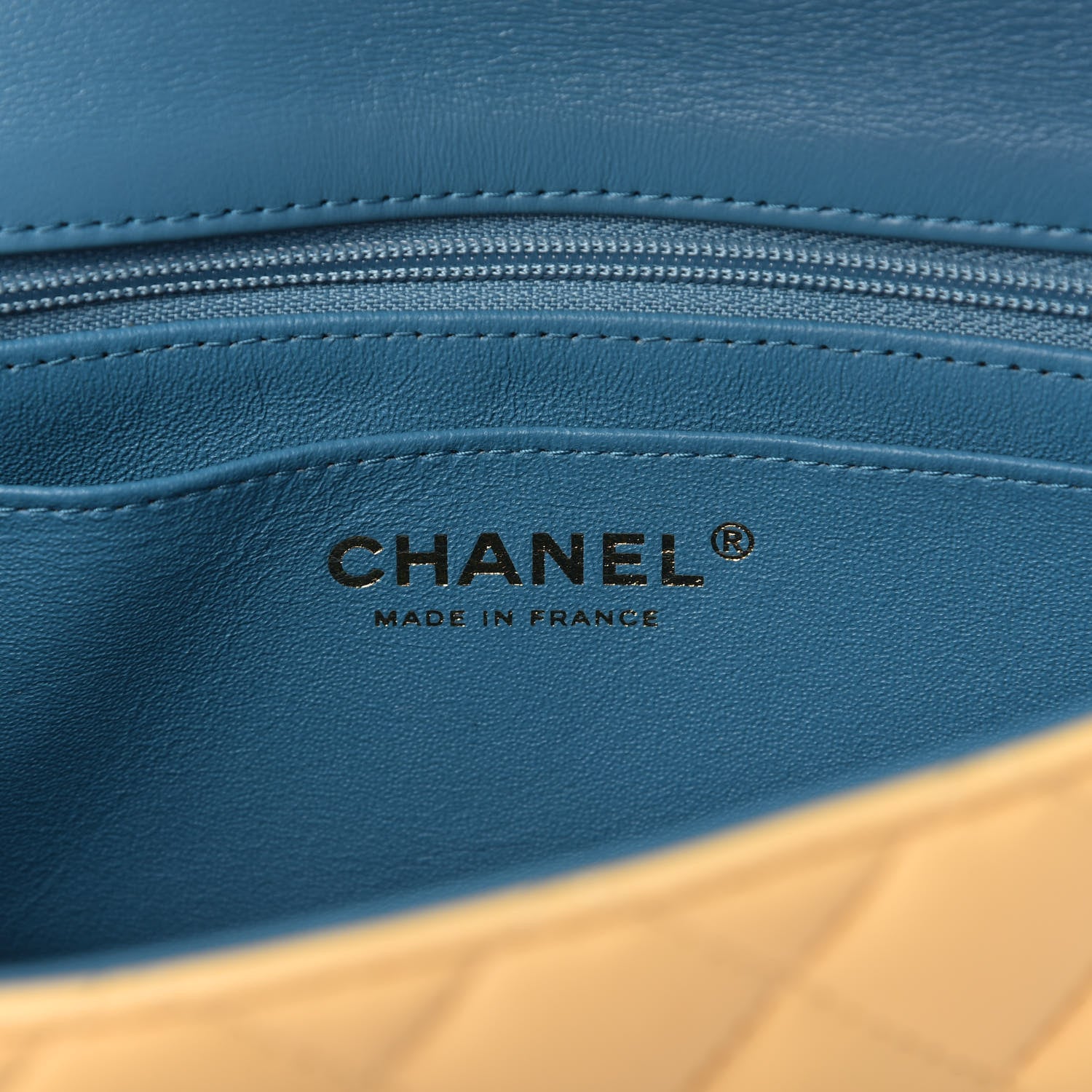 Chanel Lambskin Quilted Mini Rectangular Flap Yellow Blue 8 of 10