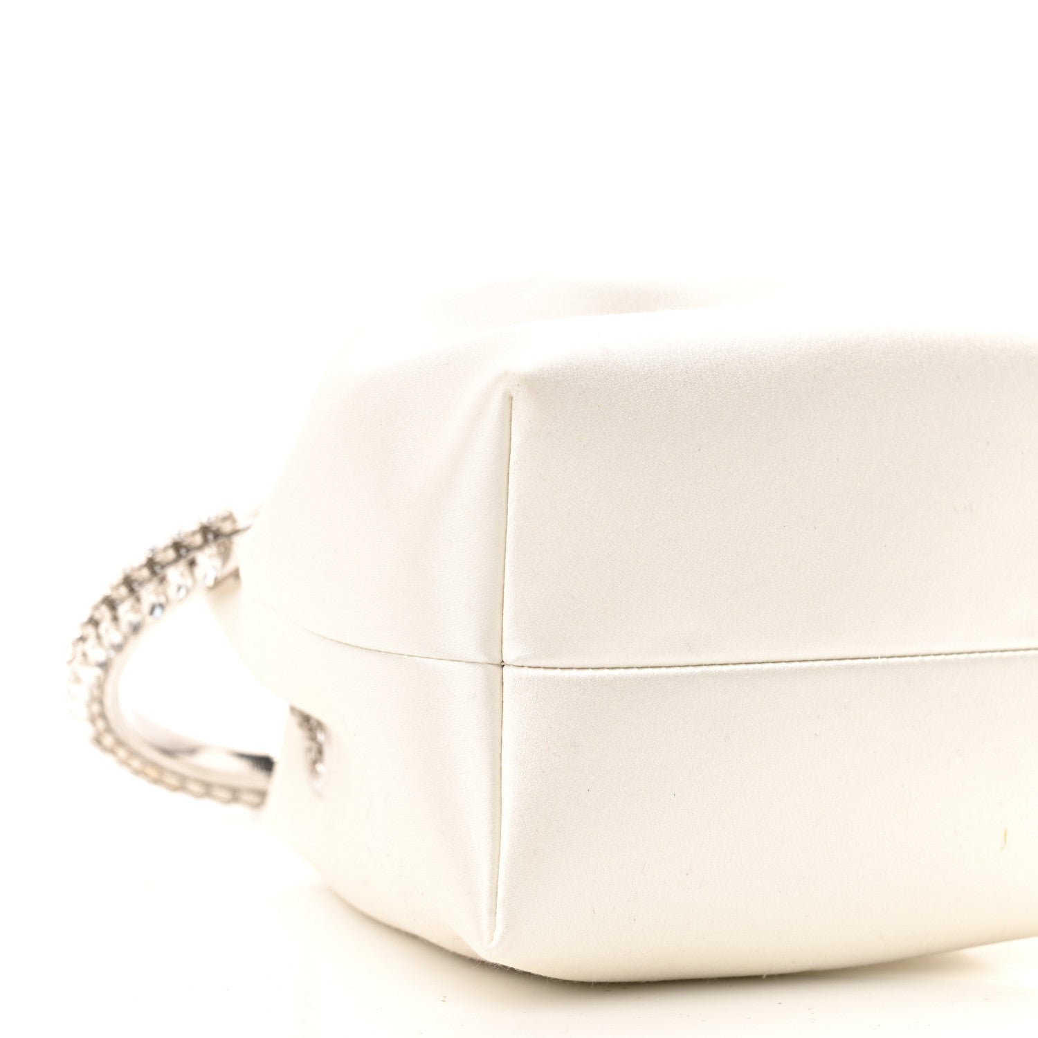 Jimmy Choo Satin Crystal Embellished Top Handle Bon Bon Bag Ivory 8 of 9