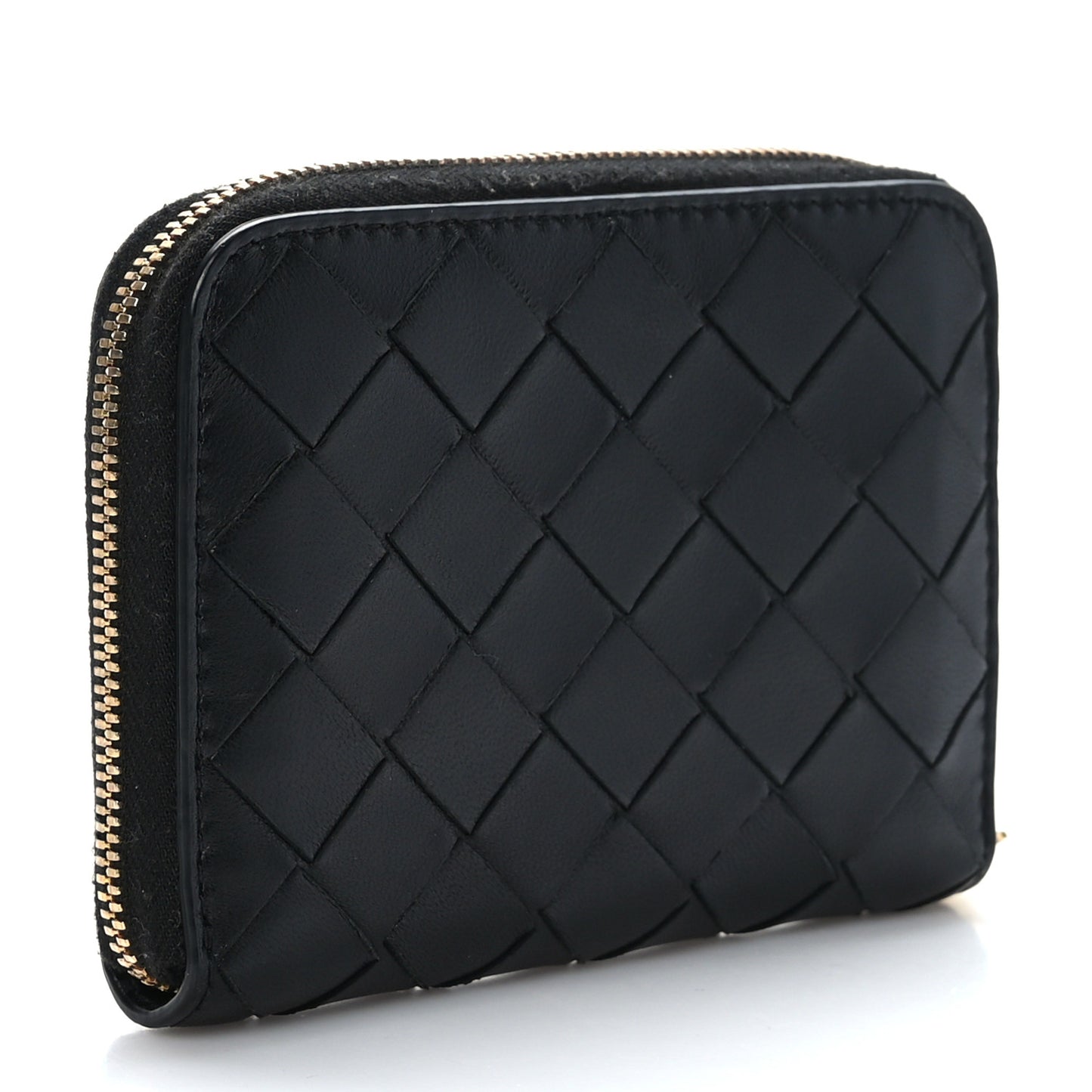 Nappa Intrecciato Zip Around Coin Purse Black