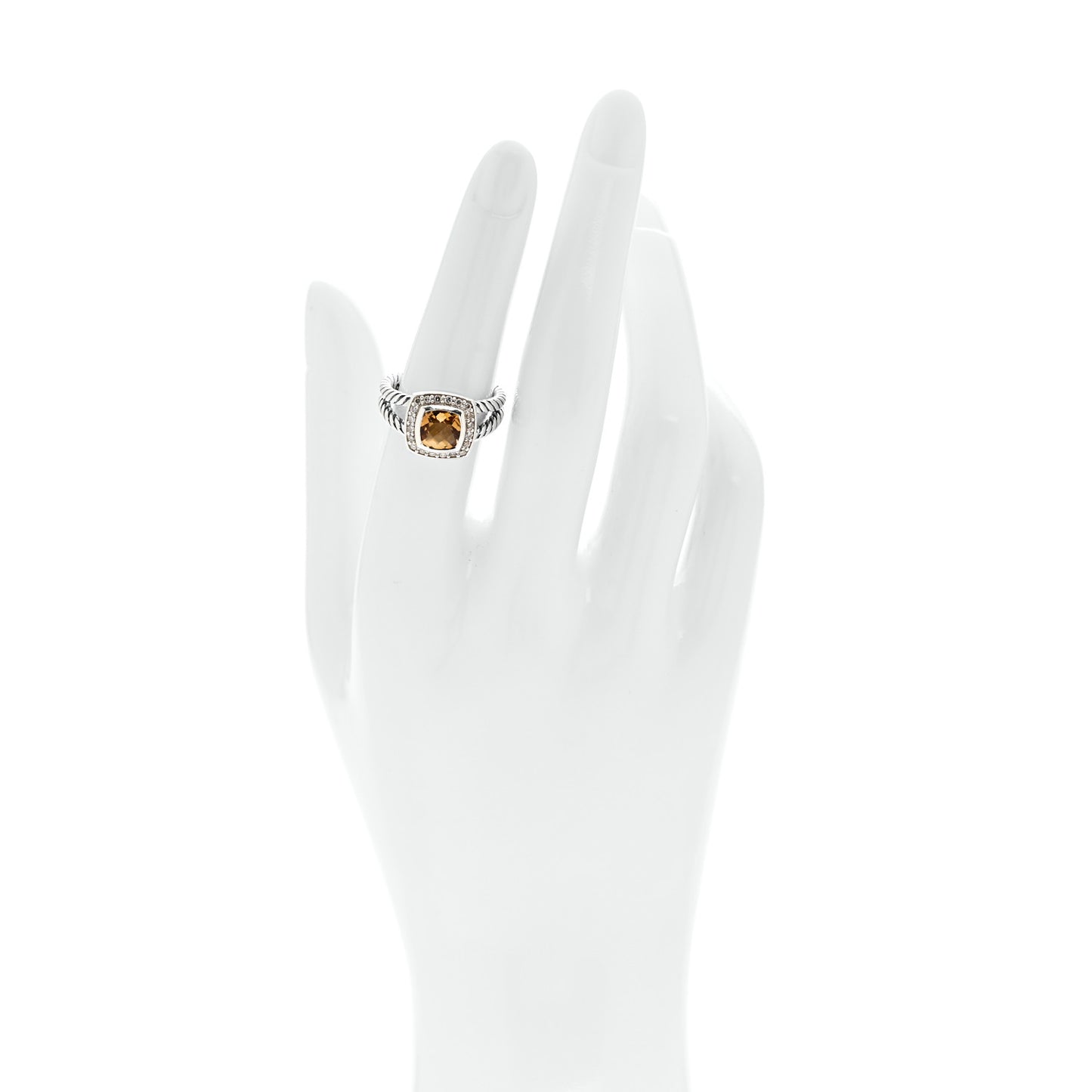 Sterling Silver Diamond Citrine 7mm Petite Albion Ring 52 6