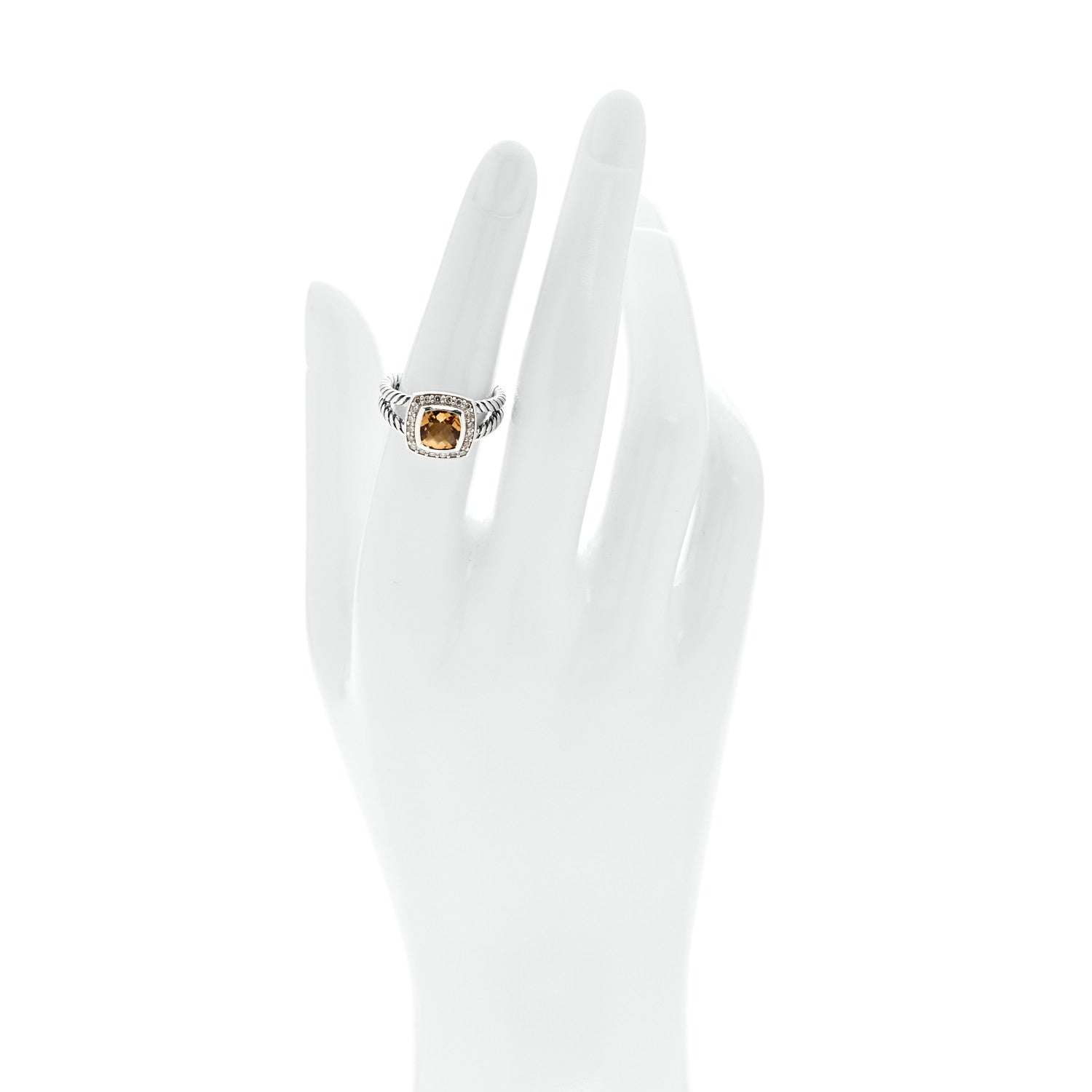 David Yurman Sterling Silver Diamond Citrine 7mm Petite Albion Ring 52 6 2 of 5